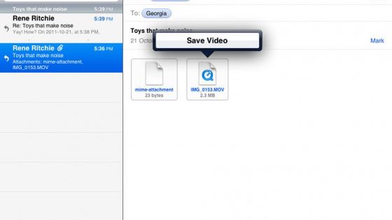 iOS 5 pozwala zapisywać nie tylko zdjęcia, ale też wideo z maili 1
