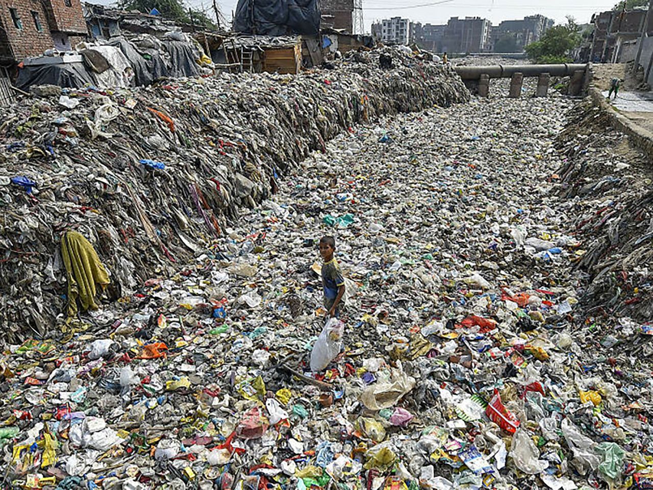 Rzeka śmieci w Nowym Dehli.