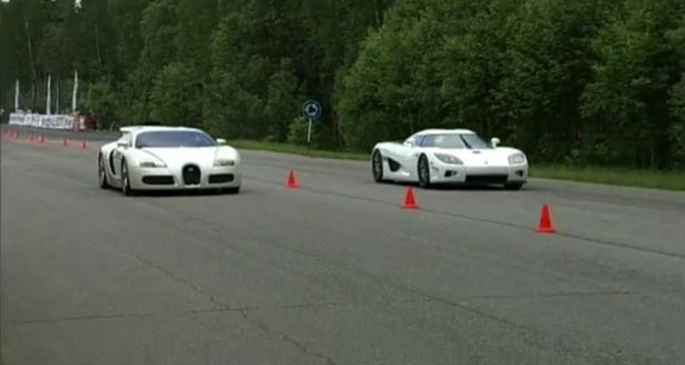 Bugatti Veyron, Koenigsegg CCXR i długa prosta [wideo]