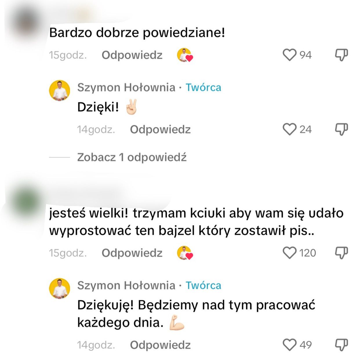 komentarze pod nagraniem z przemówienia Szymona Hołowni