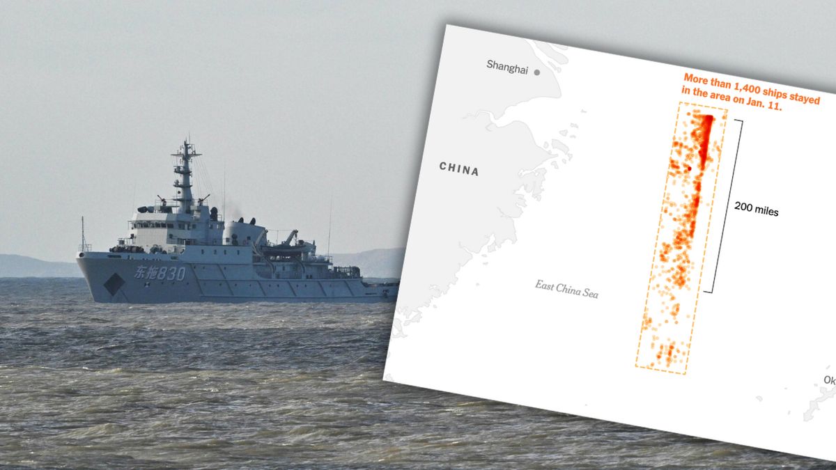 Chiny testują "żywą ścianę" na morzu. Tysiące kutrów na mapach