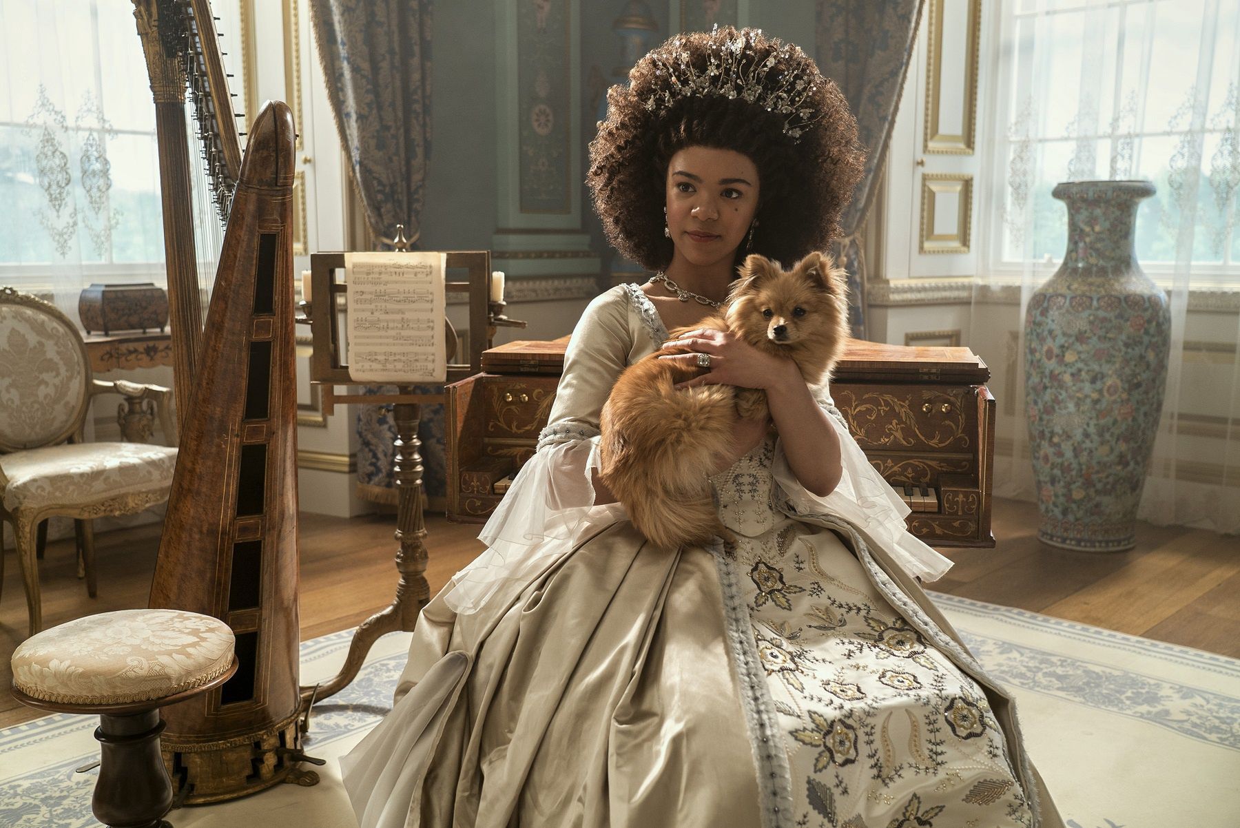 Queen Charlotte: A Bridgerton Story. India Amarteifio as Young Queen Charlotte in episode 105 of Queen Charlotte: A Bridgerton Story. Cr. Liam Daniel/Netflix © 2023
5