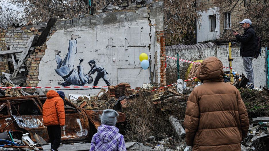 Jedna z prac Banksy'ego w Ukrainie