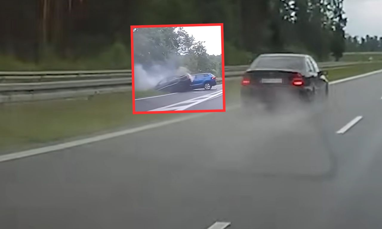 Pędził ponad 200 km/h. Jest nagranie z czołowego zdarzenia na DK46