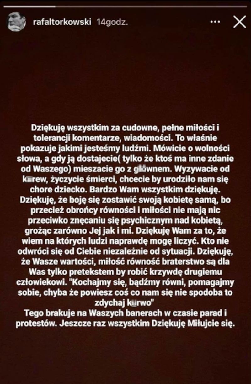 Rafał Torkowski zabiera głos w sprawie wypowiedzi Samueli Górskiej