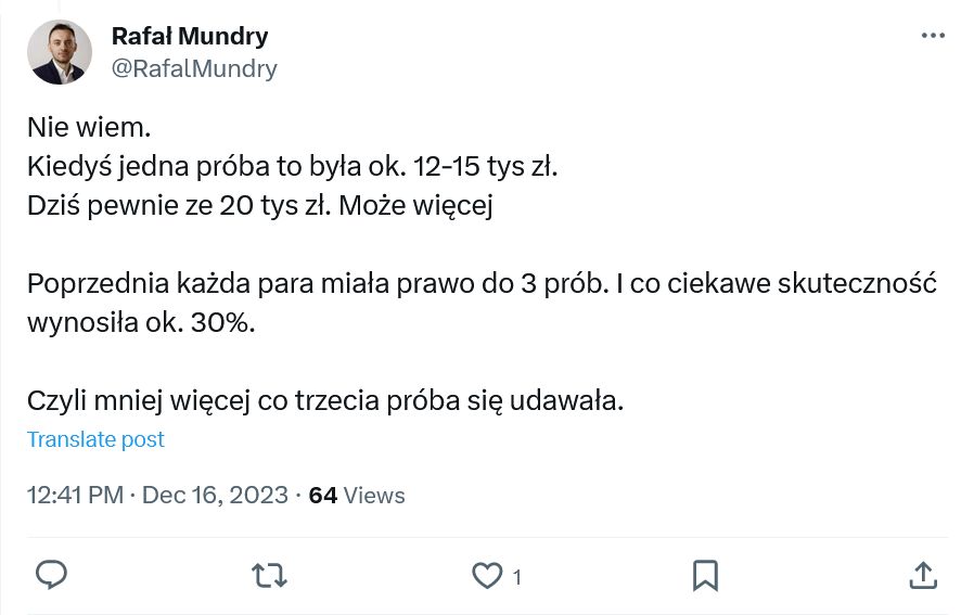 Ekonomista podliczył, ile dotychczas kosztowało in vitro i jaki odniosło efekt