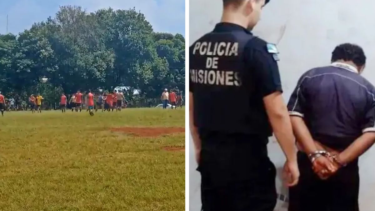 Na zdjęciu: moment bójki i zatrzymany przez policję sędzia