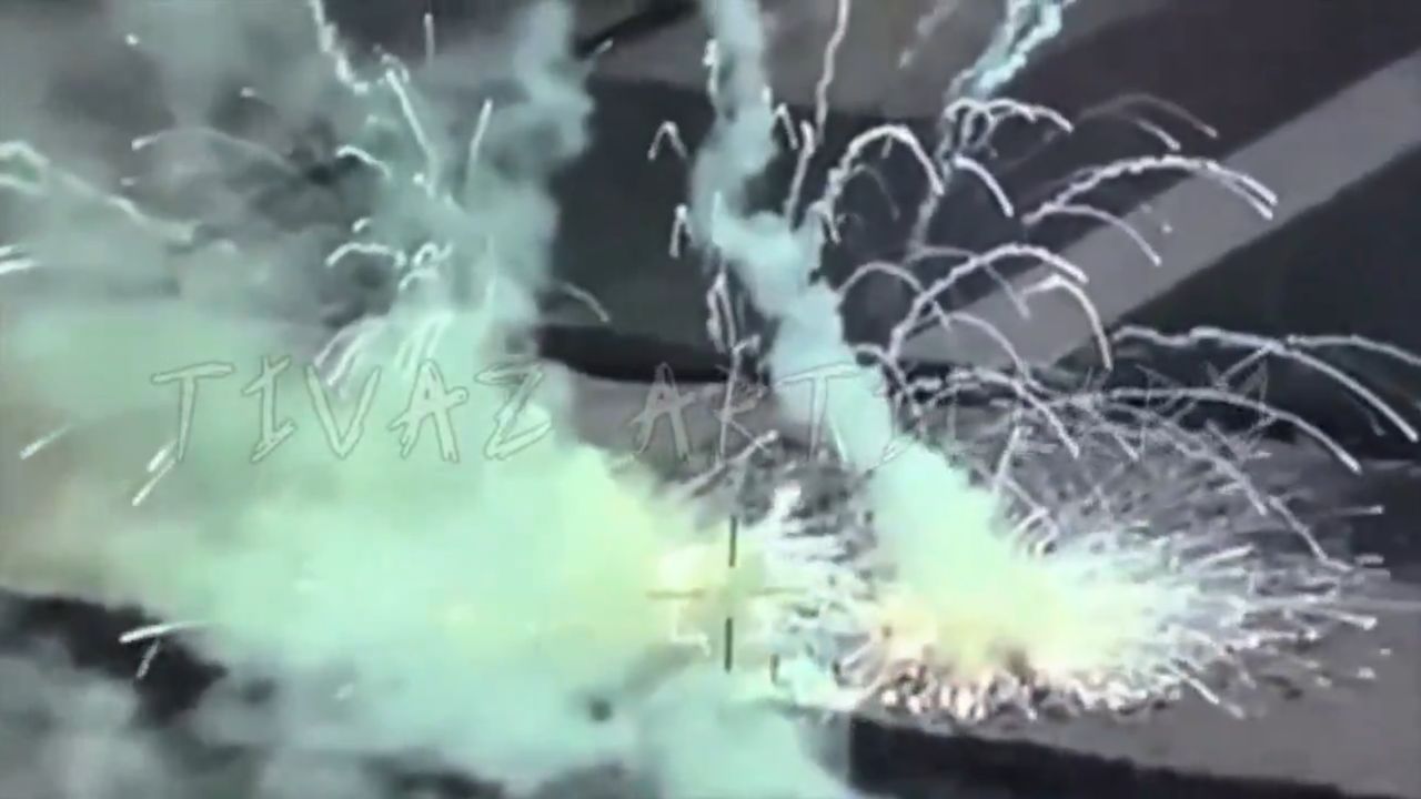 Spectacular effect of an MGM-140 ATACMS missile hitting an S-400 Triumf system battery.