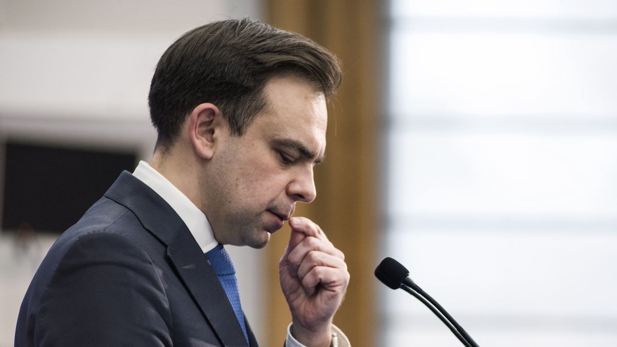 WARSAW, MASOVIAN VOIVODESHIP, POLAND - 2024/12/19: Andrzej Domanski, Poland's Minister of Finance speaks at a press conference. A press conference was held at the Ministry of Finance in Warsaw with the participation of the Minister of Finance, Andrzej Domanski, during which Minister Domanski presented the priorities of the Ministry of Finance regarding to the Polish Presidency of the EU's Council of Europe which starts on January 1 2025. (Photo by Attila Husejnow/SOPA Images/LightRocket via Getty Images)