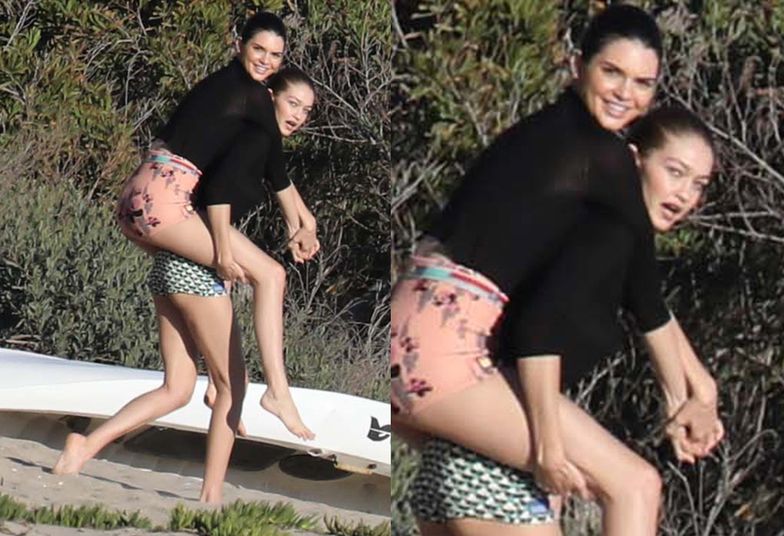 Kendall Jenner, Gigi Hadid i Ashley Graham pozują na plaży w Malibu