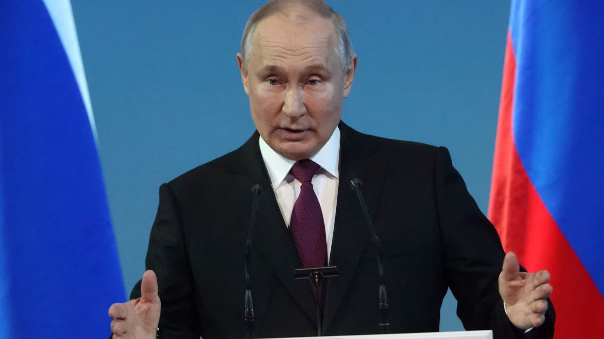 Władimir Putin przemawia do narodu.