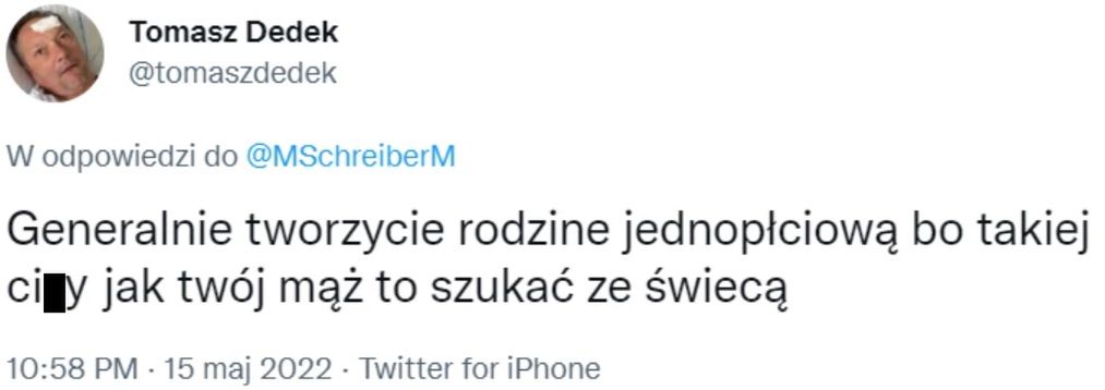 Tomasz Dedek nazwał ministra Łukasza Schreibera "ci*ą" 