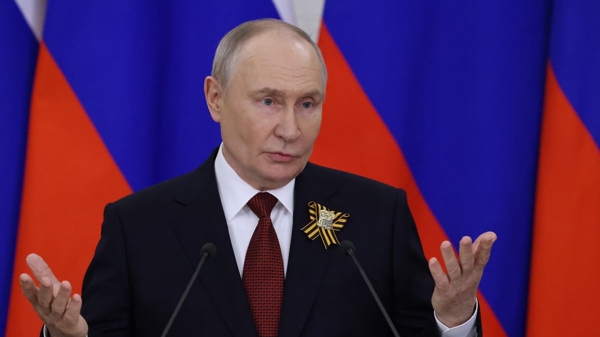 MOSCOW, RUSSIA - MAY 9: Russian President Vladimir Putin speaks during his press conference at the Grand Kremlin Palace after the Victory Day parade, on May 9, 2026 in Moscow, Russia. Victory Day is commemorated in Russia annually on May 9th with an impressive military parade through Red Square, to mark the end of the Second World War. (Photo by Contributor/Getty Images)