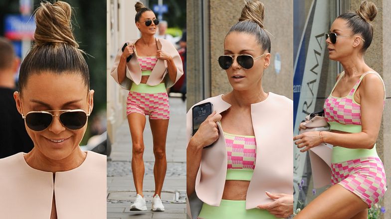 Sportowa Małgorzata Rozenek w drodze do swojego butiku