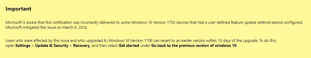 Microsoft wie, że aktualizacja trafiała również do użytkowników, którzy sobie jej nie życzyli. Źródło: support.microsoft.com