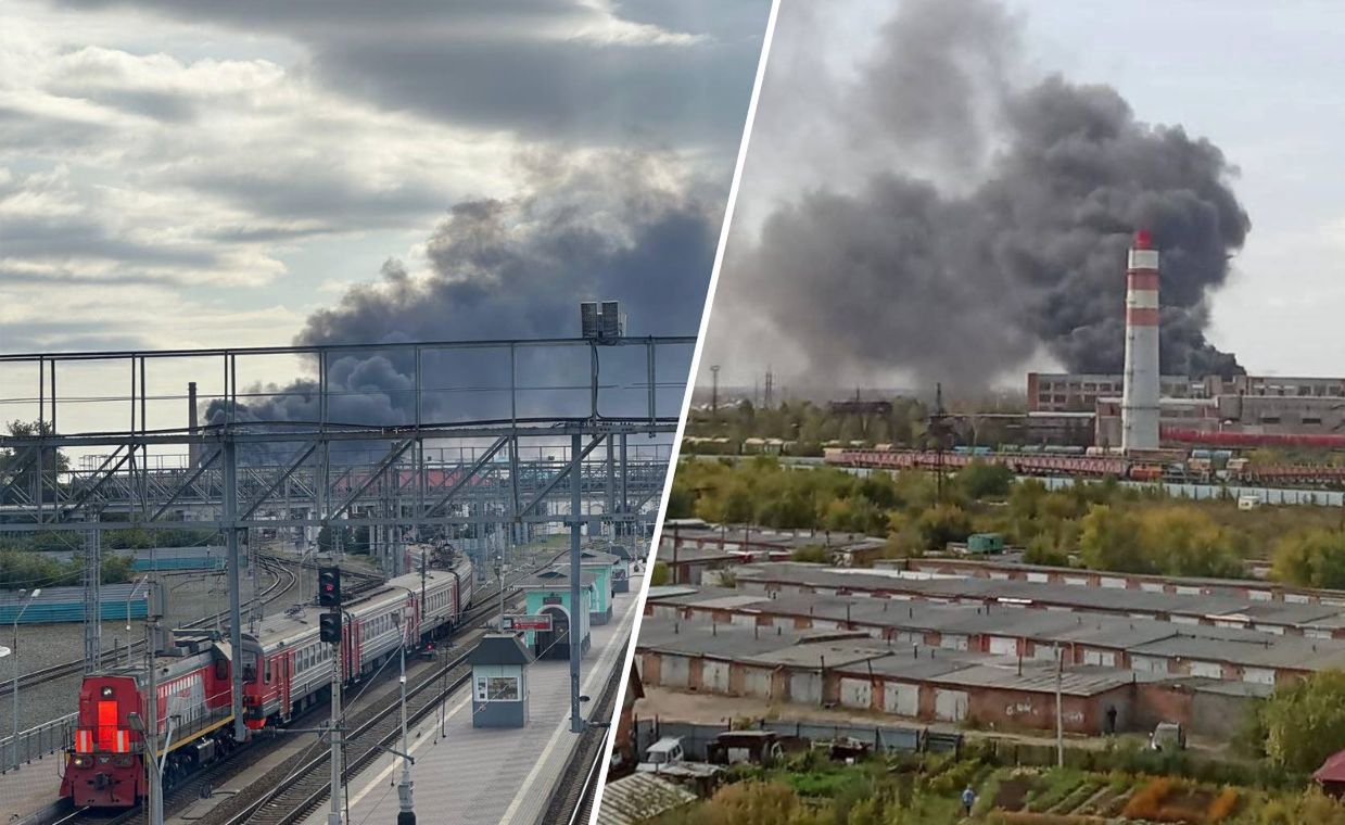 A massive fire in Russia. Tank factory in flames.