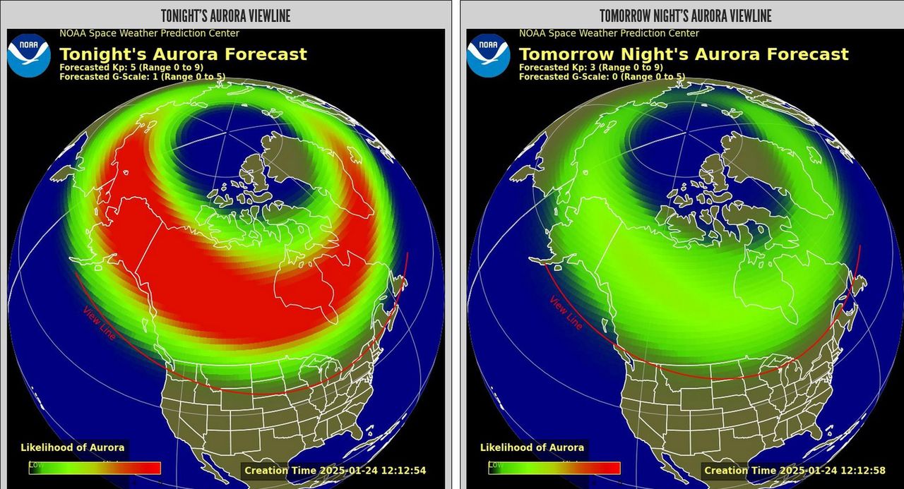 Forecasted aurora 01/24/2025 (NOAA)