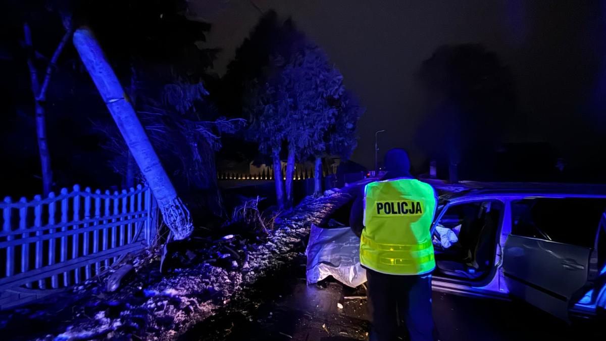 Nietrzeźwy kierowca wjechał w słup energetyczny