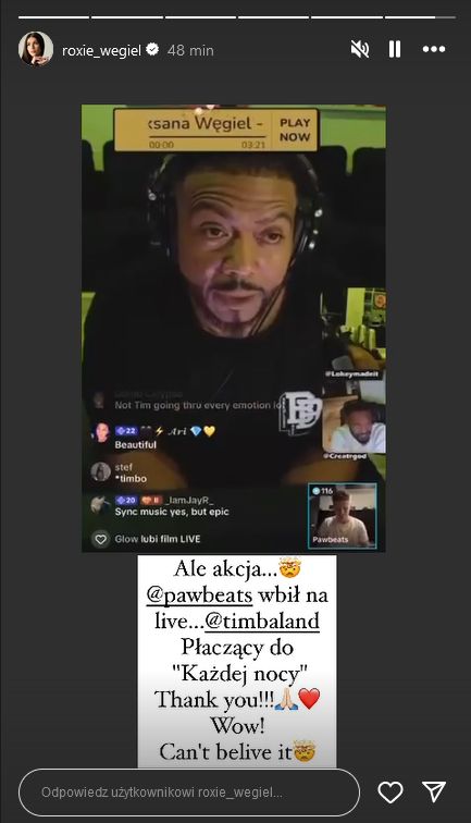 Roxie Węgiel doprowadziła do łez Timbalanda