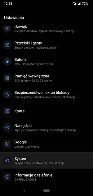 ustawienia systemu