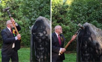 Zniszczony pomnik UPA. Prokuratura ma nagranie z Braunem