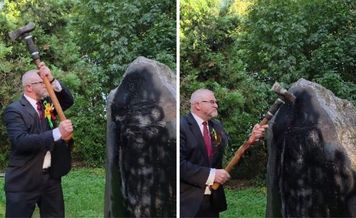 Zniszczony pomnik UPA. Prokuratura ma nagranie z Braunem