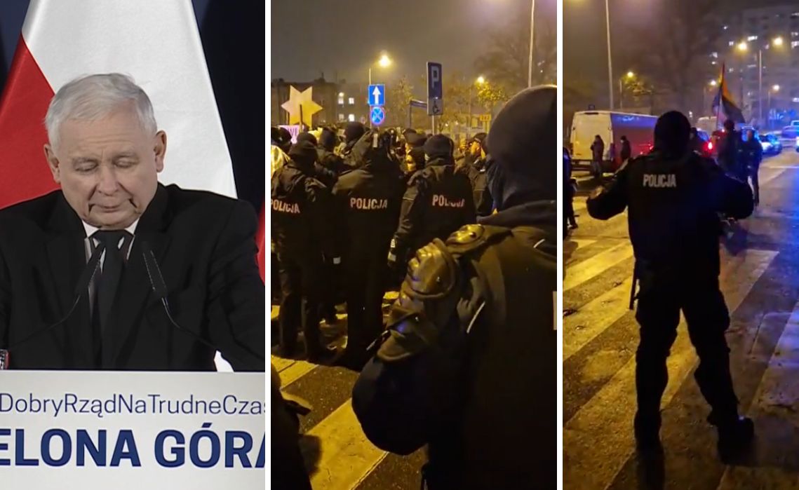 Protesty i zatrzymania przed wiecem PiS. "Jak stan wojenny"