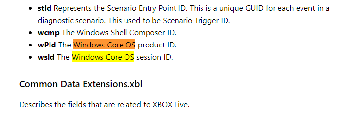 Fragment dokumentacji Microsoftu ze wzmianką o Windows Core OS.