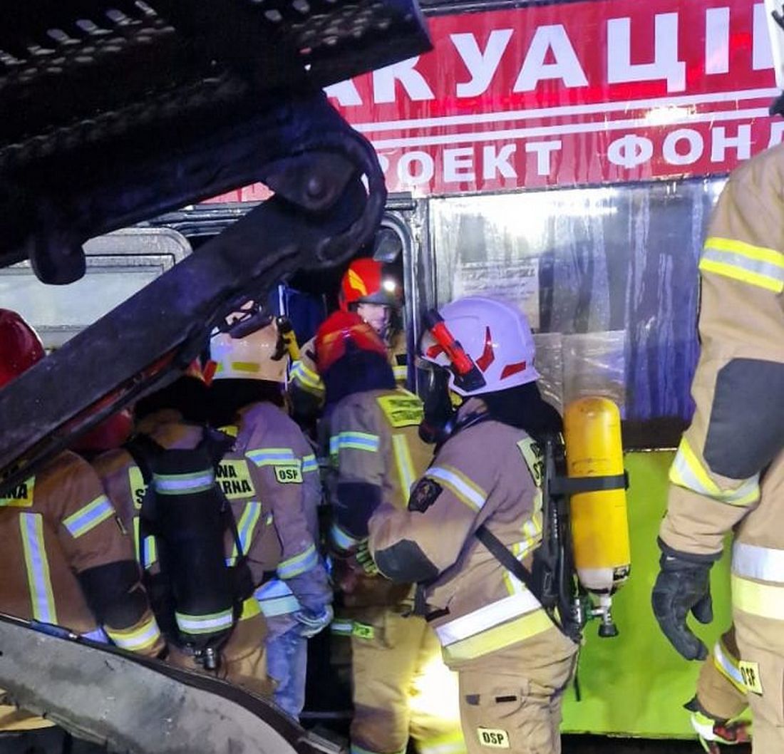 Pożar ukraińskiego autobusu-ambulansu