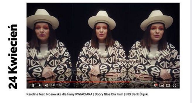 Kasia Nosowska pokazana niemal identycznie w spocie ING i teledysku "Męskie Granie". "Podobieństwo niezamierzone"