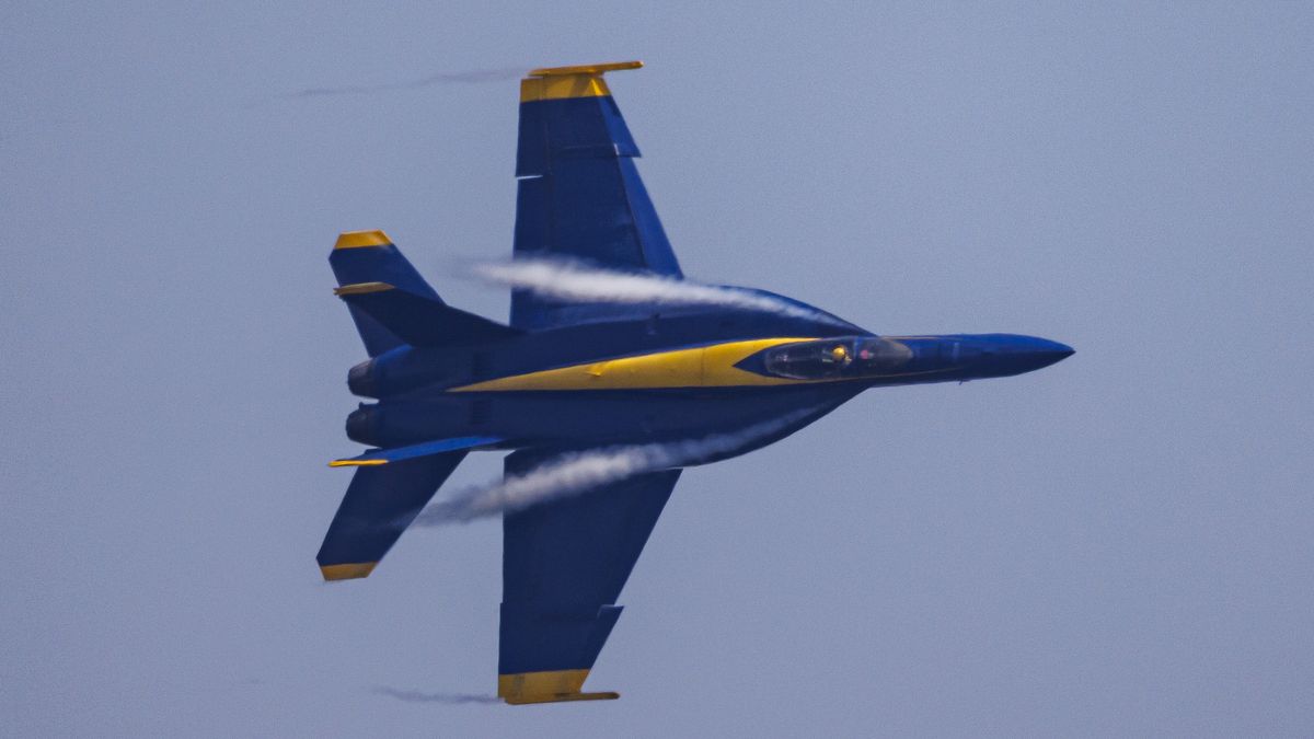 United States Navy Blue Angels perform in Annapolis, Maryland, on May 20, 2026. (Photo by Austin DeSisto/NurPhoto via Getty Images)