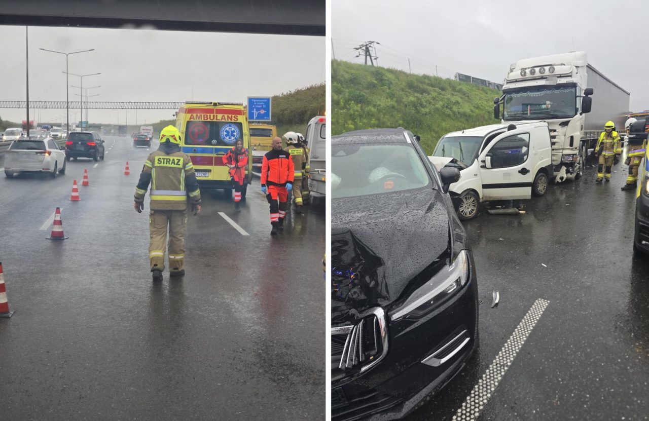 Zderzenie 3 pojazdów na trasie S2. Dwie osoby trafiły do szpitala