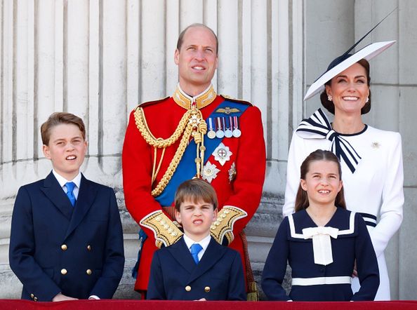 Trooping The Colour 2024
LONDON, UNITED KINGDOM - JUNE 15: (EMBARGOED FOR PUBLICATION IN UK NEWSPAPERS UNTIL 24 HOURS AFTER CREATE DATE AND TIME) Prince George of Wales, Prince William, Prince of Wales (Colonel of the Welsh Guards), Prince Louis of Wales, Princess Charlotte of Wales and Catherine, Princess of Wales watch an RAF flypast from the balcony of Buckingham Palace after attending Trooping the Colour on June 15, 2024 in London, England. Trooping the Colour, also known as The King's Birthday Parade, is a military ceremony to mark the official birthday of the British Sovereign. The ceremony takes place at Horse Guards Parade followed by a flypast over Buckingham Palace and was first performed in the mid-17th century during the reign of King Charles II. The parade features all seven regiments of the Household Division with Number 9 Company, Irish Guards being the regiment this year having their Colour Trooped. (Photo by Max Mumby/Indigo/Getty Images)
Max Mumby/Indigo
white colour, colour image