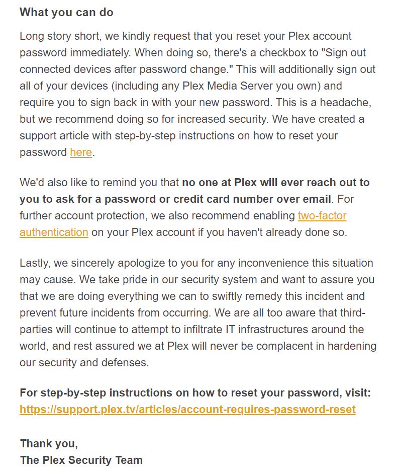 Wyciek danych z Plex. Pierwsza część wiadomości