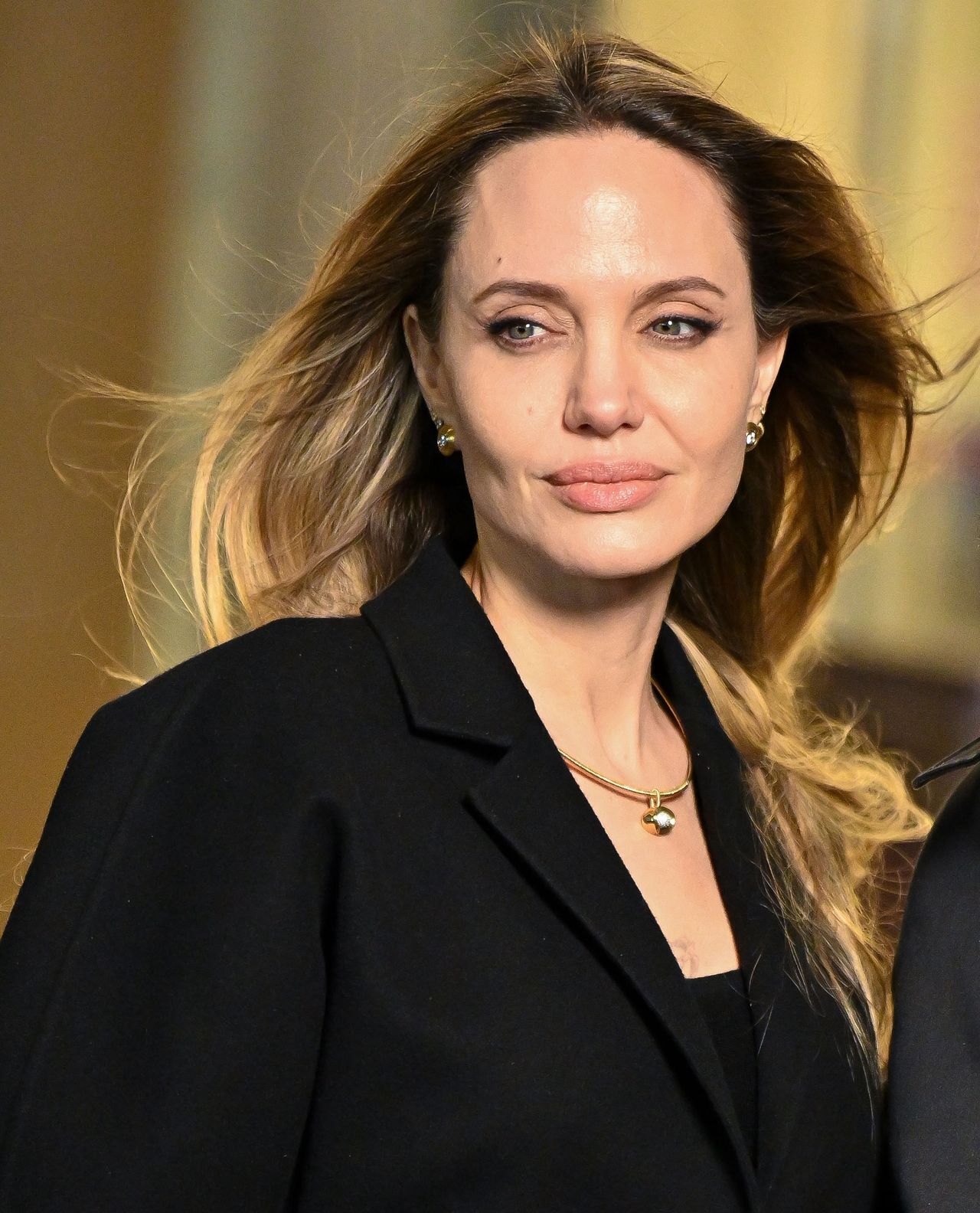 NEW YORK, NEW YORK - NOVEMBER 13: Angelina Jolie arrives to screening of 'Maria' at The Paris Theatre on November 13, 2024 in New York City. (Photo by James Devaney/GC Images)