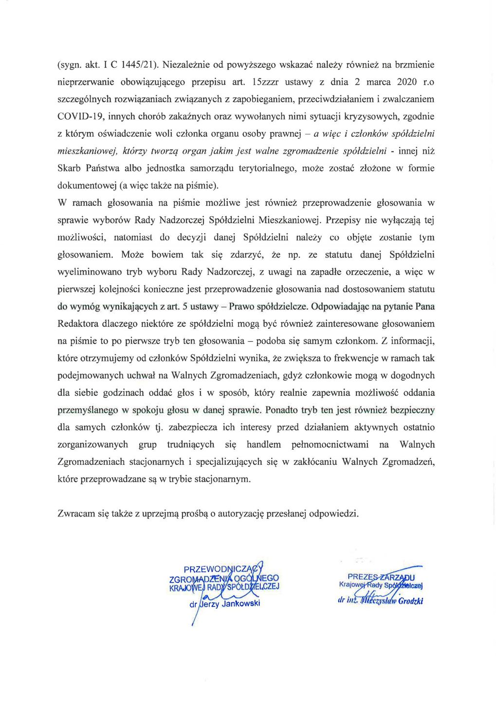 Odpowiedzi Krajowej Rady Spółdzielczej
