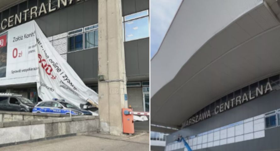 Z Dworca Centralnego w Warszawie zniknęła wielkoformatowa reklama