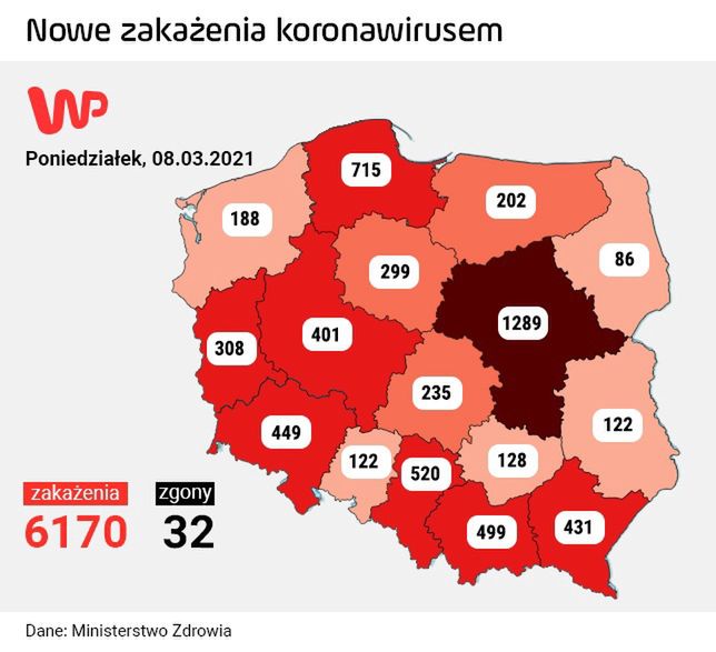 Koronawirus w Polsce. Ministerstwo Zdrowia informuje o nowych przypadkach (8 marca)