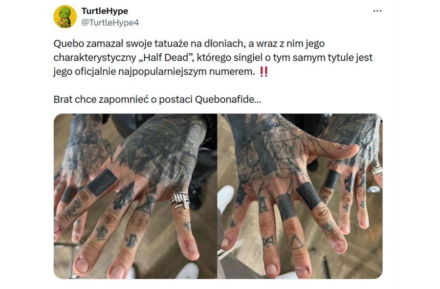 Quebonafide zamazał niektóre z tatuaży