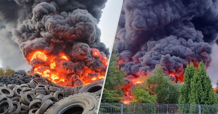Czarny dym widać z wielu kilometrów. Potężny pożar na Dolnym Śląsku