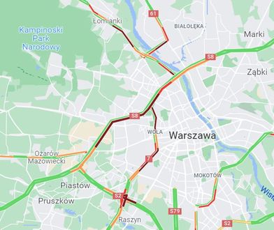 Karambol na trasie S8 w Warszawie. Powstał ogromny korek