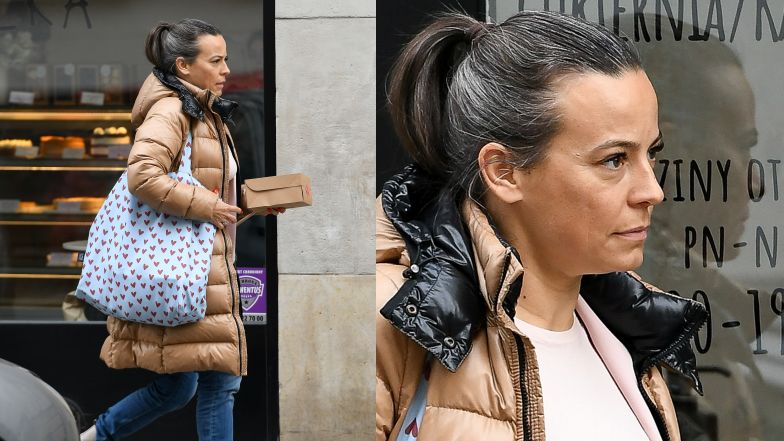Anna Mucha zostawia auto na awaryjnych i idzie na lunch