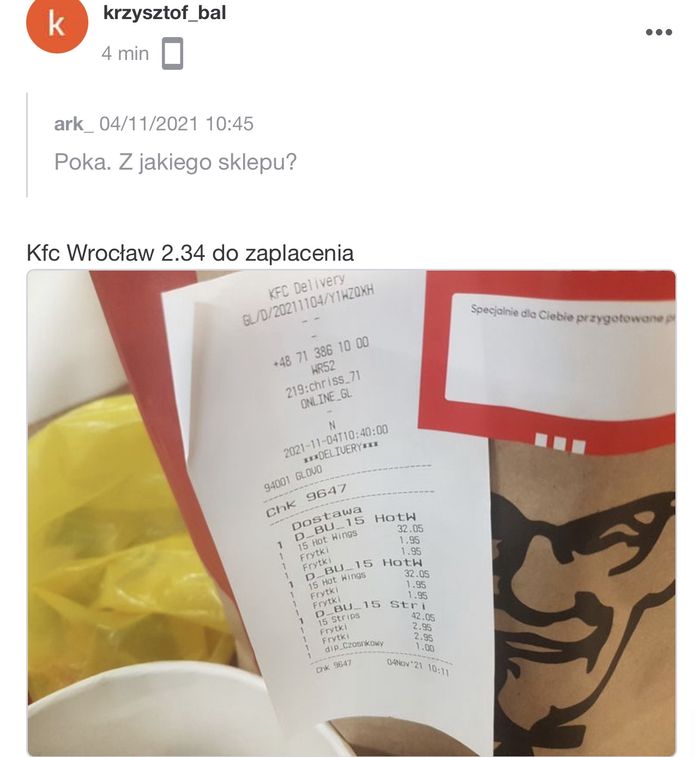 Niektórzy otrzymali zamówienie z KFC
