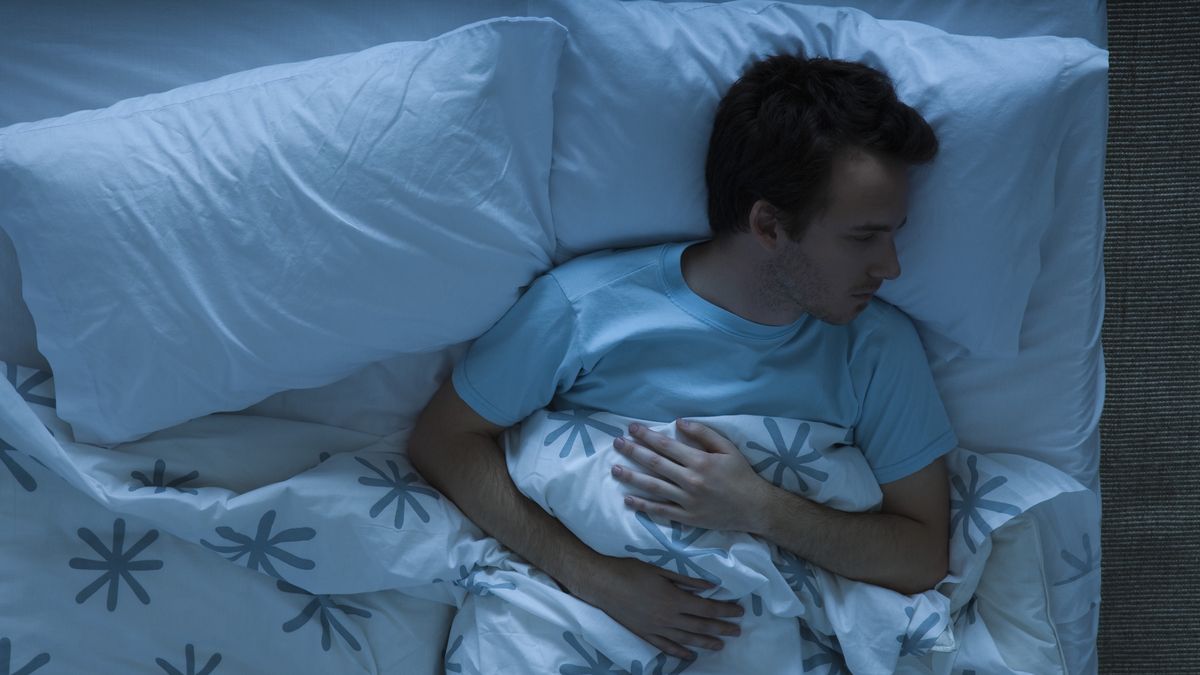 Man lying awake in bed contemplatively looking awayPhotoAlto/Frederic Cirou20s, 25-29 years, adult, adults only, argentina, bed, bedding, bedroom, buenos aires, caucasian appearance, color image, contemplation, directly above, duvet, high angle view, indoors, insomnia, lonely, looking away, lying on back, man, night, one man only, one person, one young man only, only men, only young adults, only young men, pillow, problem, restless, sleep, sleeping, thinking, waist up, worry, young adult, young man