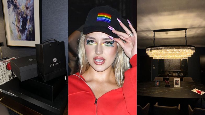 Caroline Derpienski prezentuje wnętrza hotelowego apartamentu 