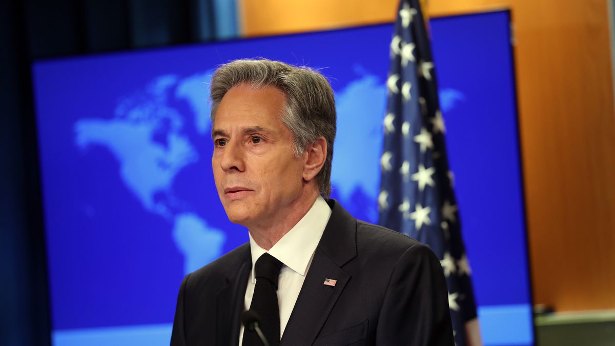 WASHINGTON, DC - MARCH 20: U.S. Secretary of State Anthony Blinken speaks on the release of the 2022 Human Rights Report at the U.S. State Department on March 20, 2023 in Washington, DC.  The annual Country Reports on Human Rights Practices, also known as the Human Rights Reports, documents and outlines the status of human and workers rights in 198 countries and territories around the world. (Photo by Kevin Dietsch/Getty Images)