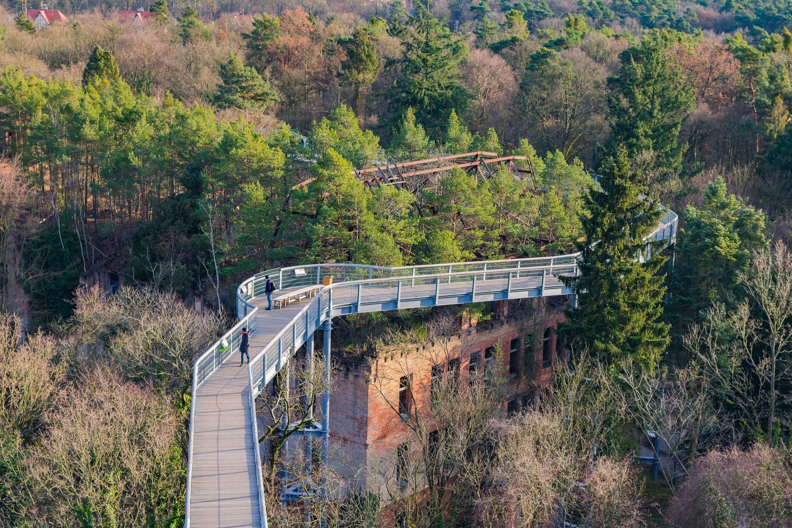 Dziś można zobaczyć Beelitz Heilstätten m.in. ze ścieżki w drzewach
