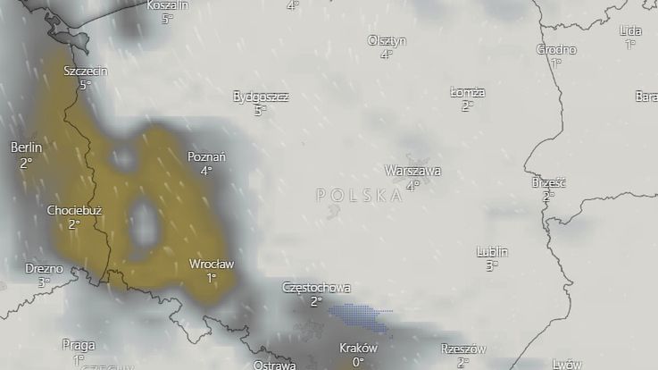 Pogoda. Mglisty poranek i pochmurny dzień (windy.com)
