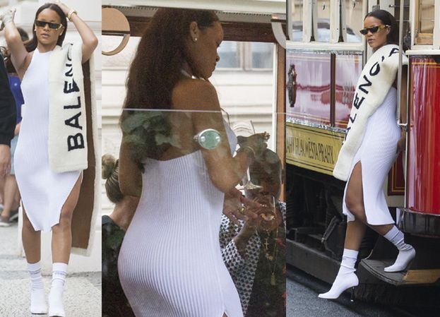 Rihanna jedzie tramwajem i pije szampana (ZDJĘCIA)