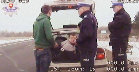 Było mu niewygodnie na tylnej kanapie, więc postanowił podróżować w bagażniku (wideo)